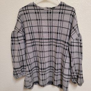 Zara Gray Plaid Long-sleeved Shirt